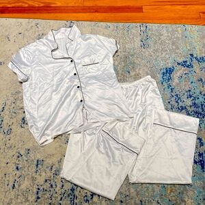 Bridal White with black trim PJ Set - pants and button up
